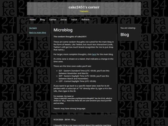 blog/microblog screenshot