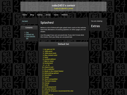 extras/splashes screenshot