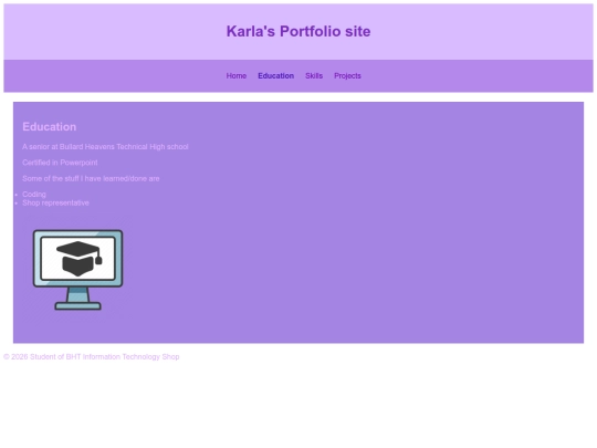 KarlaPortfolio/education screenshot