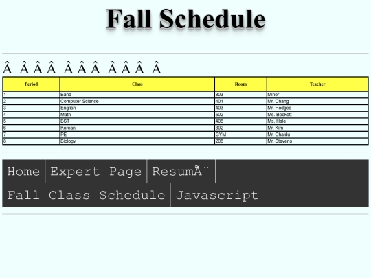 schedule screenshot