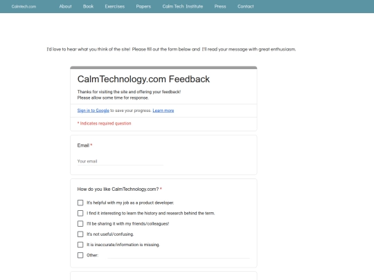 feedback screenshot