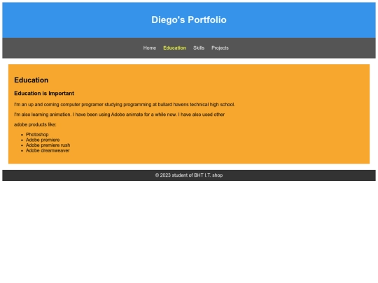 Diegoportfolio/education screenshot