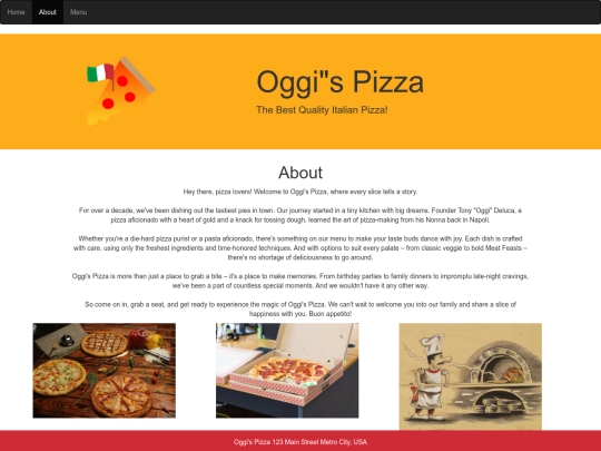 web Design/Oggi's Pizza/about screenshot