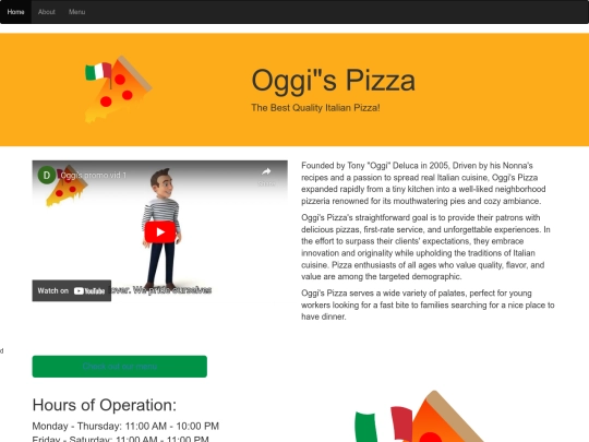 web Design/Oggi's Pizza screenshot