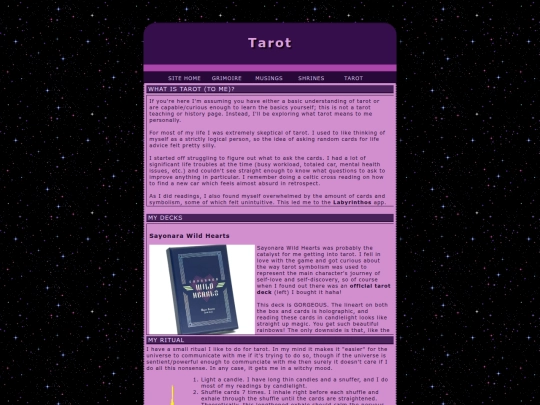grimoire/tarot screenshot
