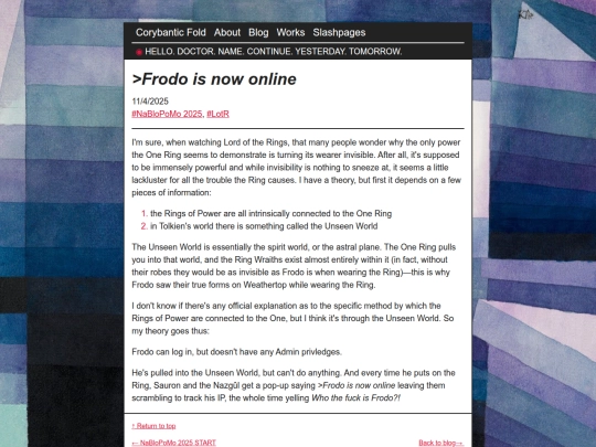 posts/2025-11-04-frodo-is-now-online screenshot