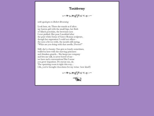 writing/taxidermy screenshot
