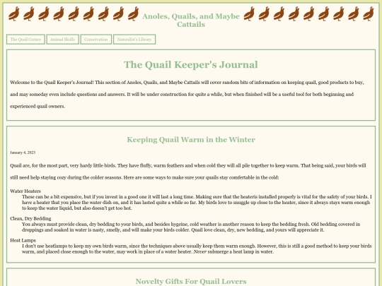 quailkeeping-blog screenshot