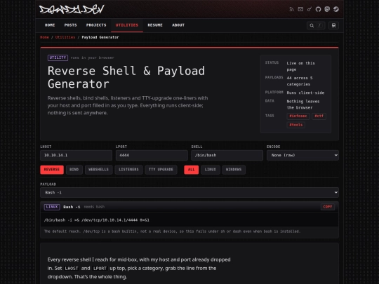 utilities/payload-generator screenshot