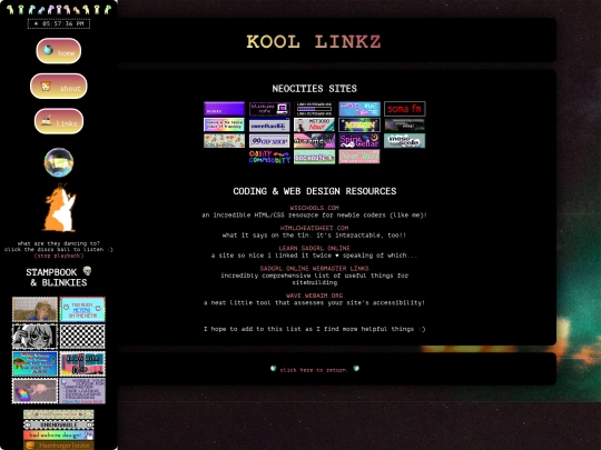 links screenshot