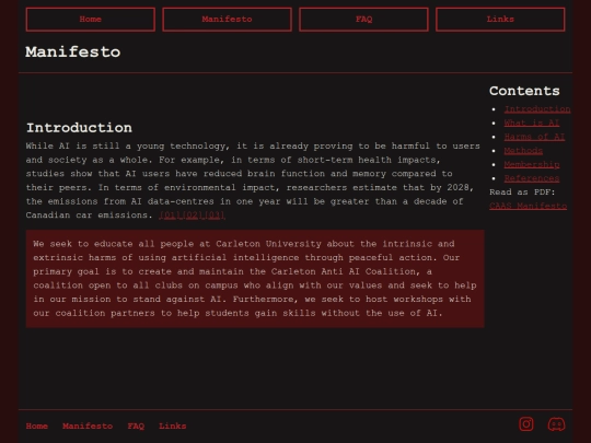 page/manifesto screenshot