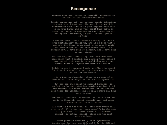Personal Writings/Recompense screenshot