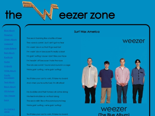weez/lyrics/blue/surfwax screenshot