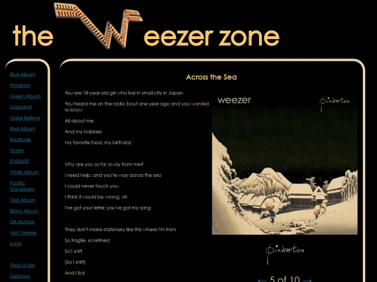 weez/lyrics/pinkerton/across screenshot