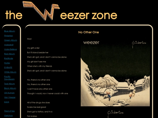 weez/lyrics/pinkerton/nootherone screenshot