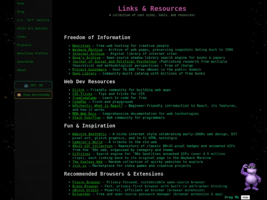 links screenshot