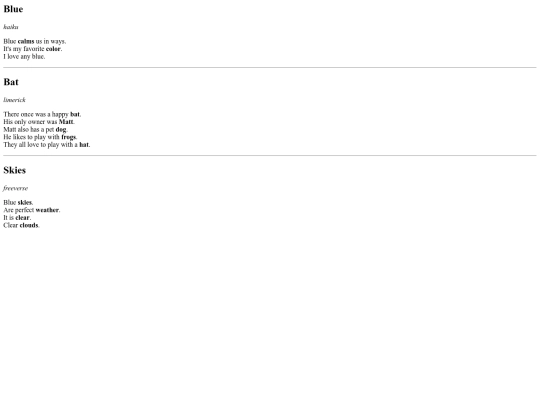 HTMLpoems screenshot