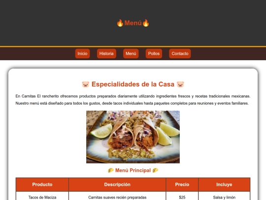 Menu screenshot