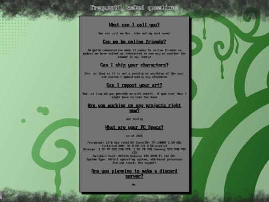 FAQ screenshot