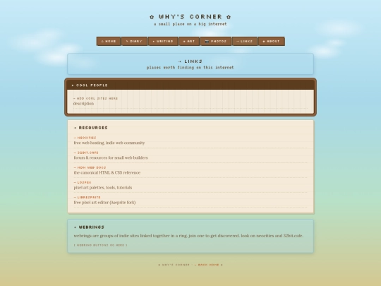 links screenshot