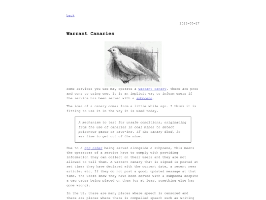 posts/warrant-canaries screenshot