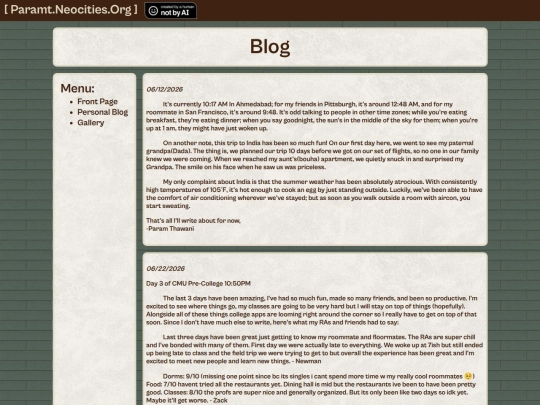 Blog screenshot