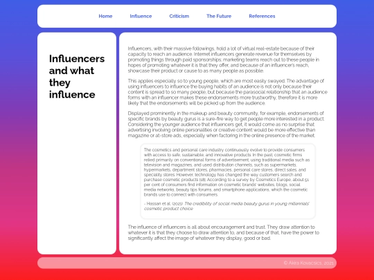 project2/influence screenshot