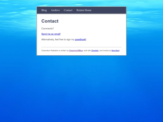 blog/Contact screenshot