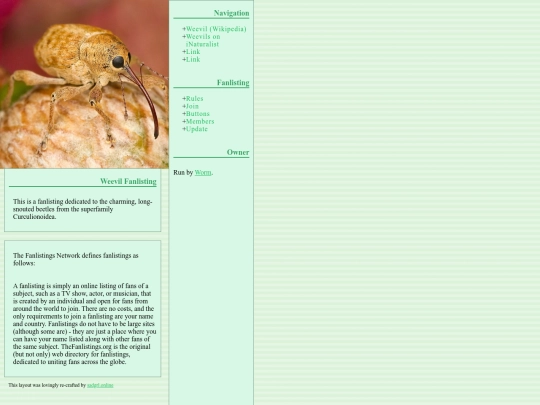 myfanlistings/weevils screenshot