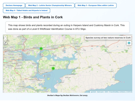 WebMap1_Birds and Plants in Cork Nature Reserves screenshot