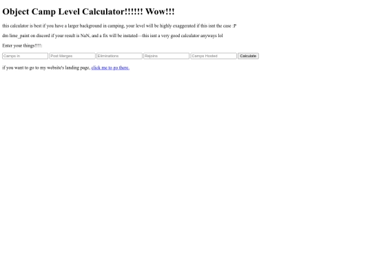 campcalc screenshot