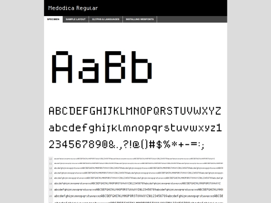 resources/font_1/medodicaregular-demo screenshot