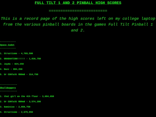 areaone/storageroom/oldcomp/pinball/pinball screenshot