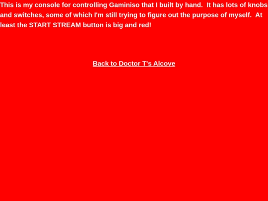 areatwo/doctalcove/startstream/doctconsole screenshot