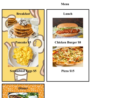 menu screenshot