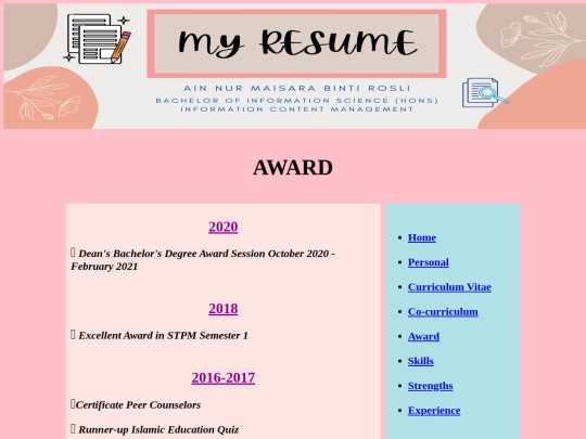 award screenshot
