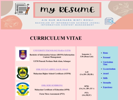curriculumvitae screenshot