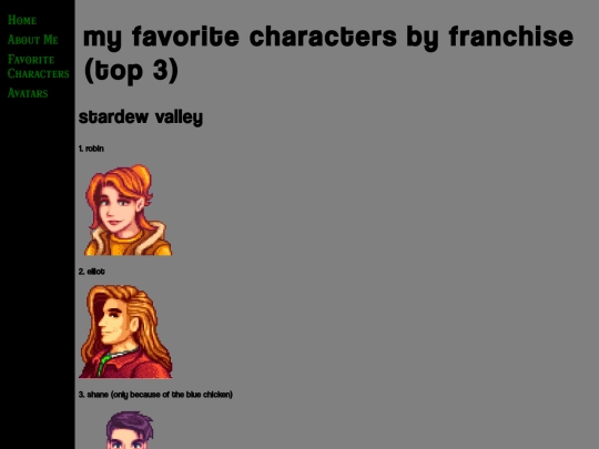 favoritecharacters screenshot