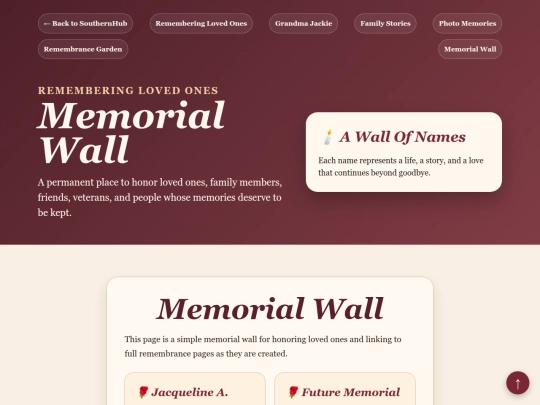 remembering-loved-ones/memorial-wall screenshot