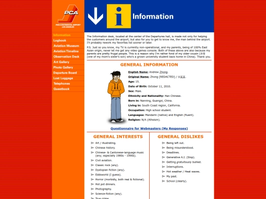 information screenshot