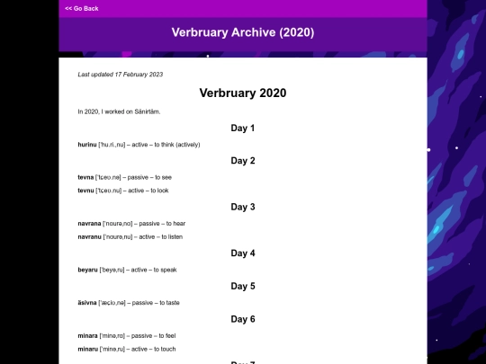 conlang/verbruaryarchive screenshot