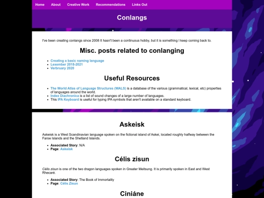 conlangs screenshot