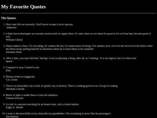 Quotations screenshot