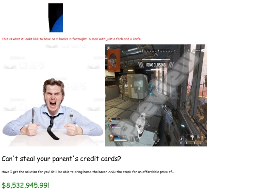 credit card information boutta be stolen/vbucks screenshot