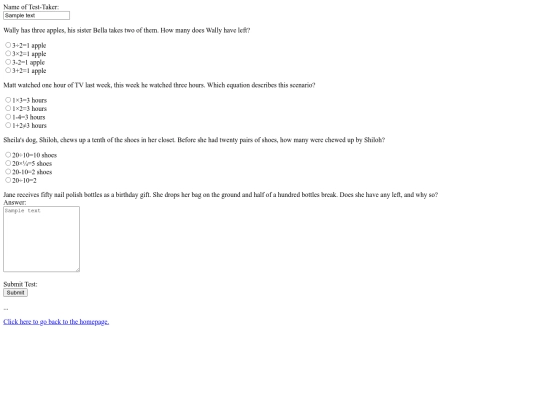 mathtest screenshot