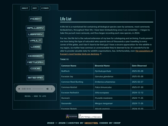 logs/lifelist screenshot