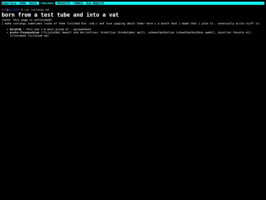 conlangs screenshot