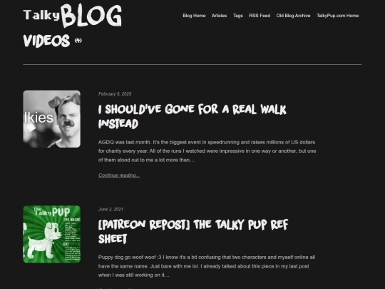 talkyblog/tags/videos screenshot