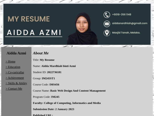 aboutme screenshot