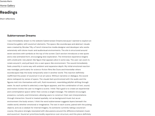 readings screenshot